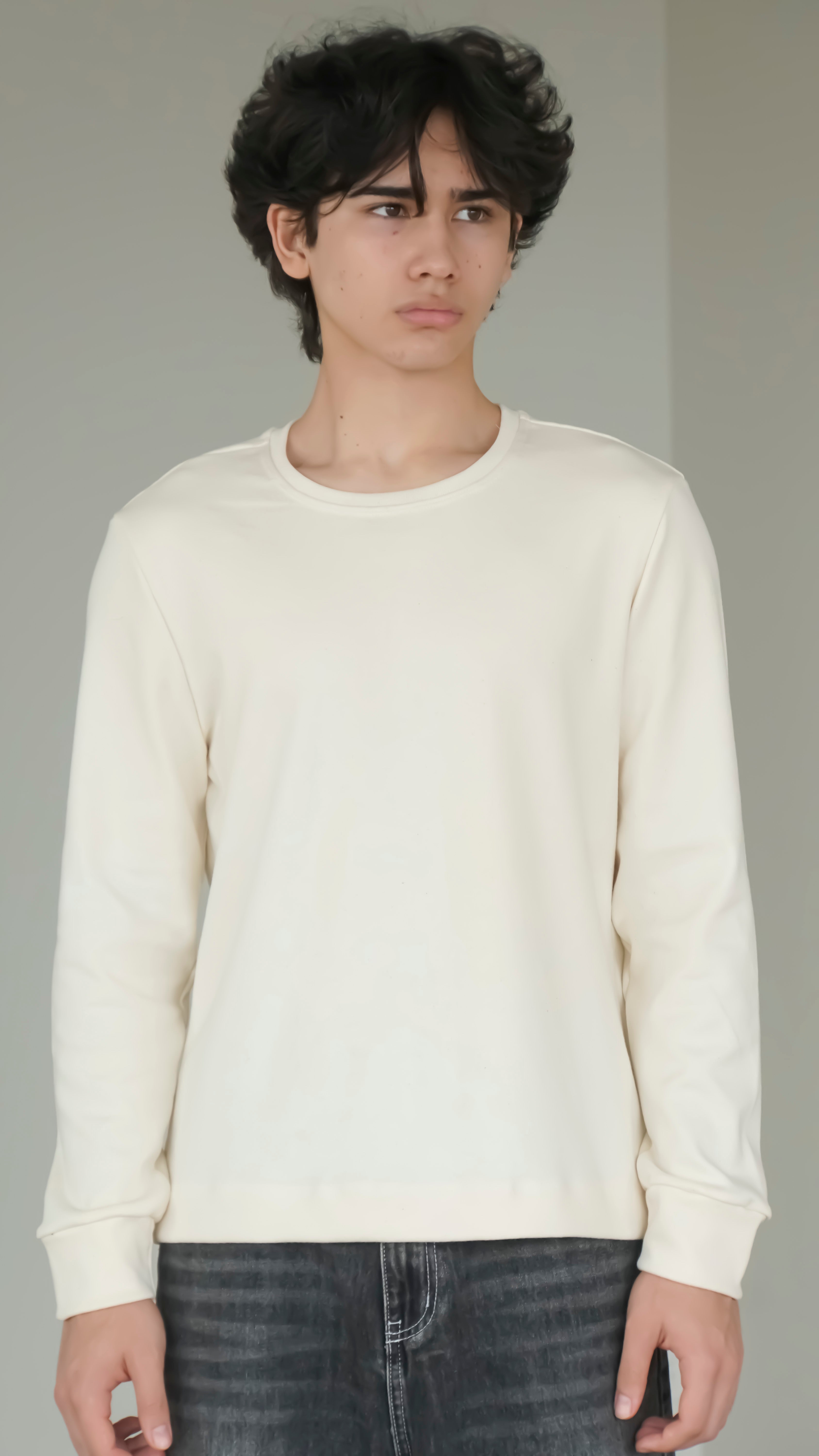 BIKINMOR BM-LS-001 Slim Fit Long Sleeve T-Shirt in cream, size L