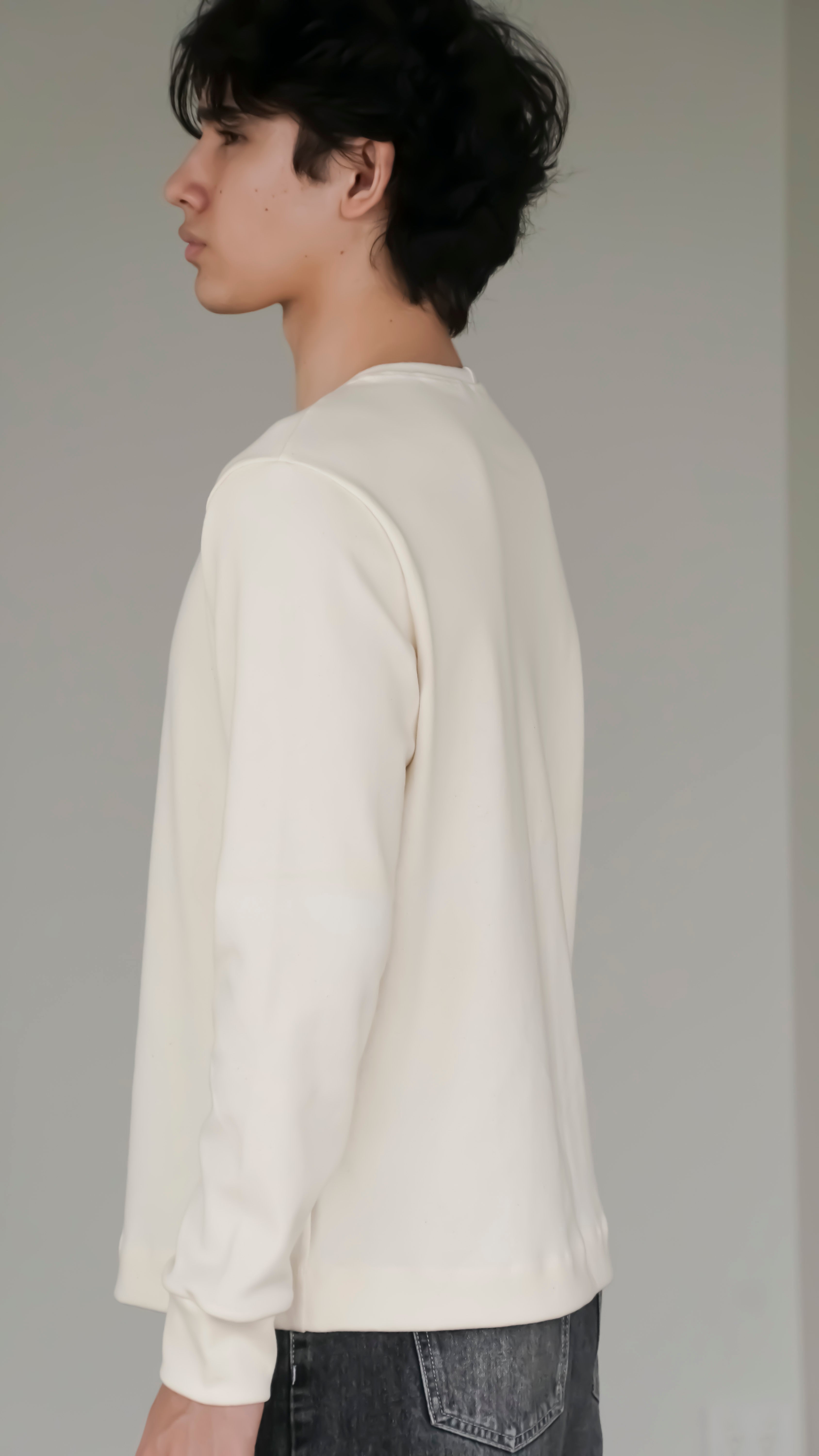 BIKINMOR BM-LS-001 Slim Fit Long Sleeve T-Shirt in cream, size L