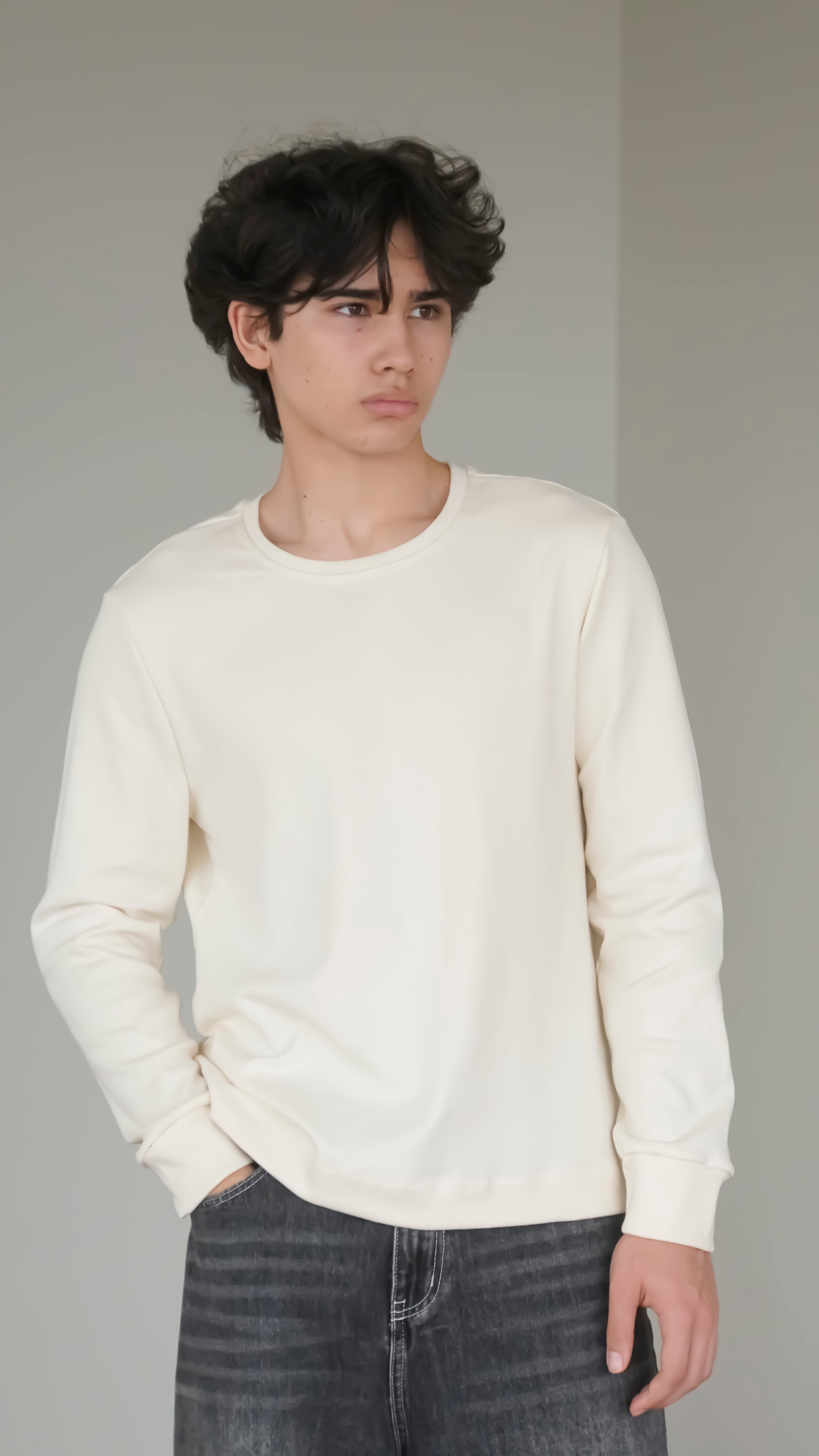 BIKINMOR BM-LS-001 Slim Fit Long Sleeve T-Shirt in cream, size L