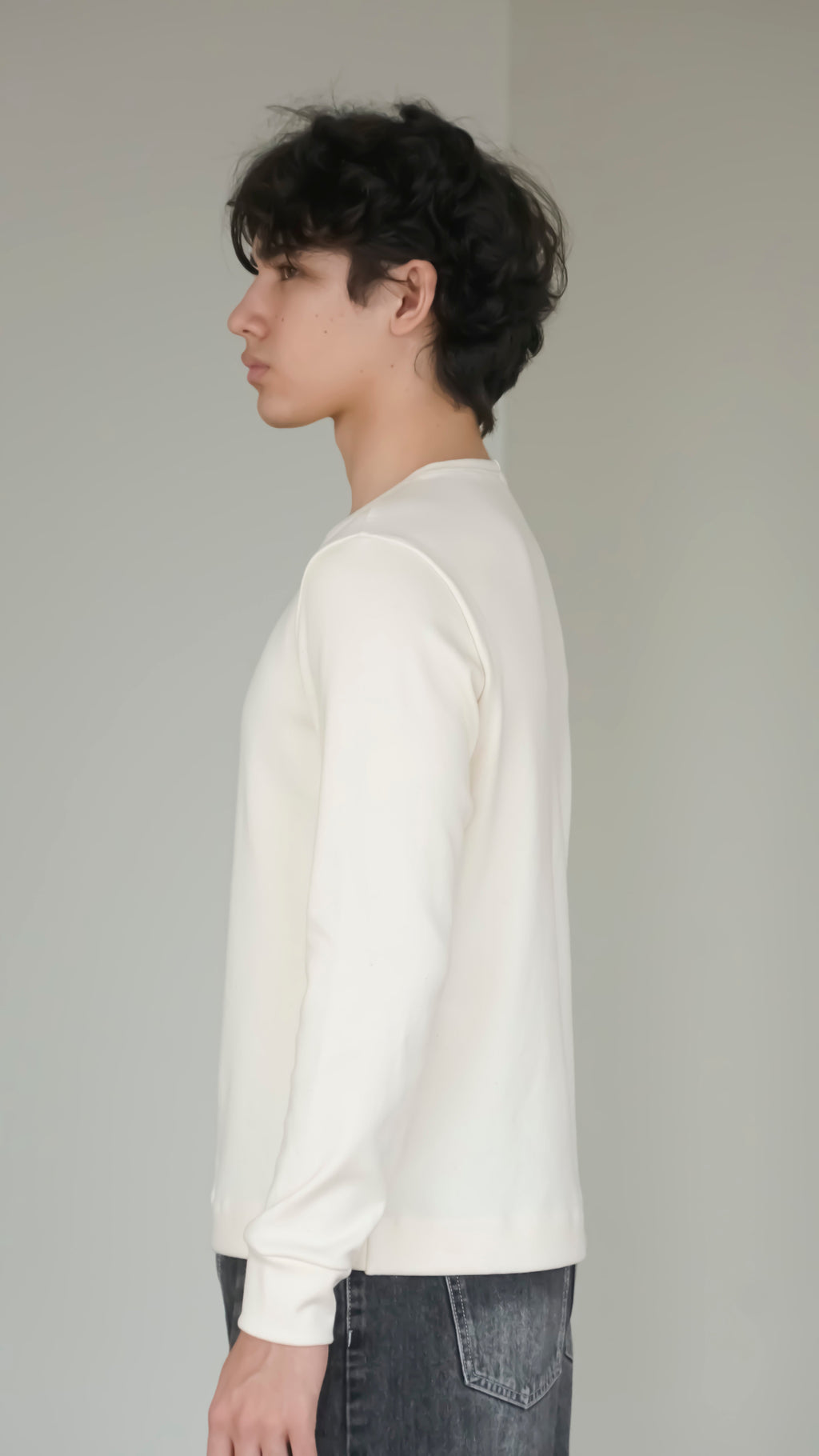 BIKINMOR BM-LS-001 Slim Fit Long Sleeve T-Shirt in cream, size M