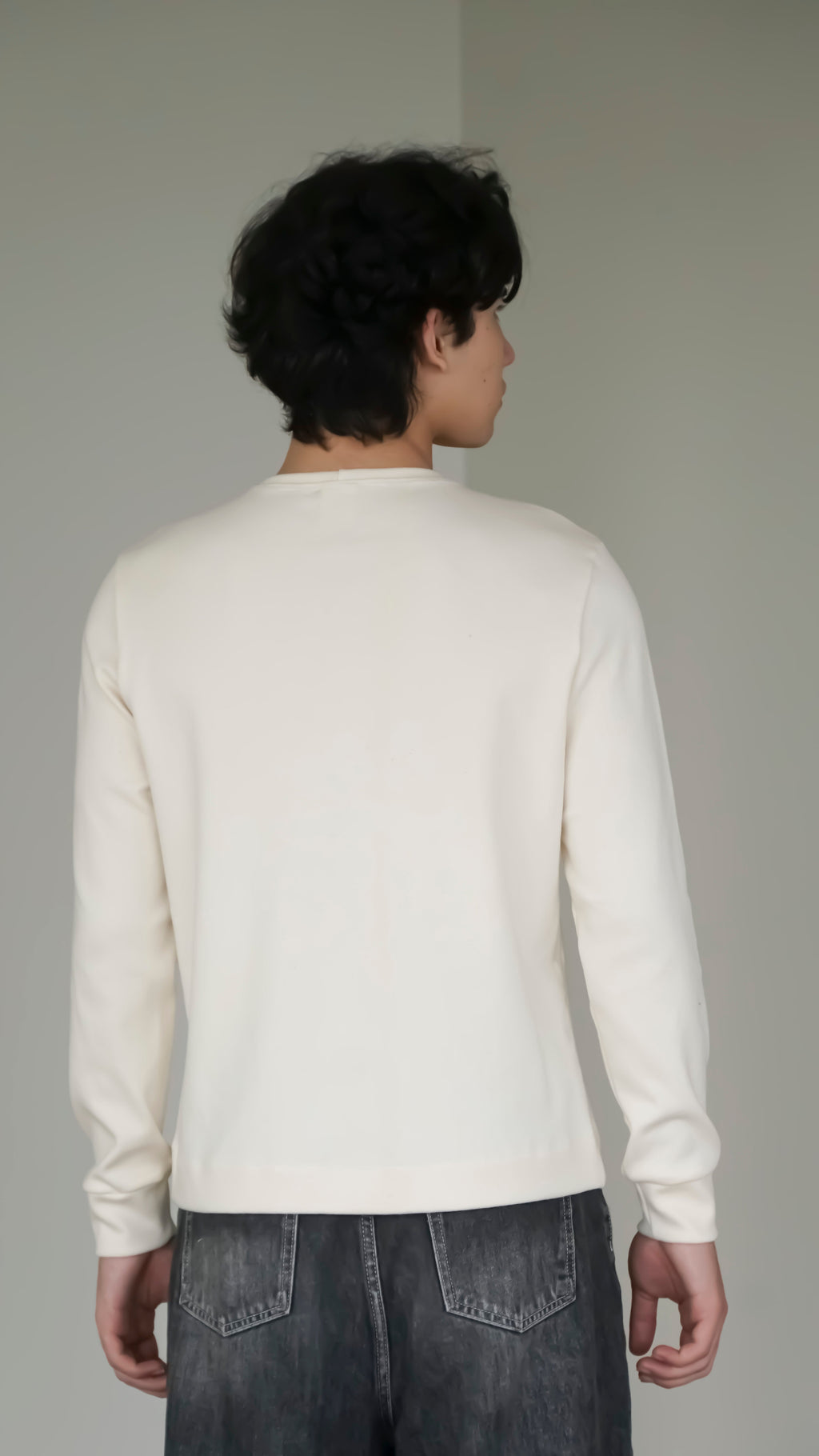 BIKINMOR BM-LS-001 Slim Fit Long Sleeve T-Shirt in cream, size M