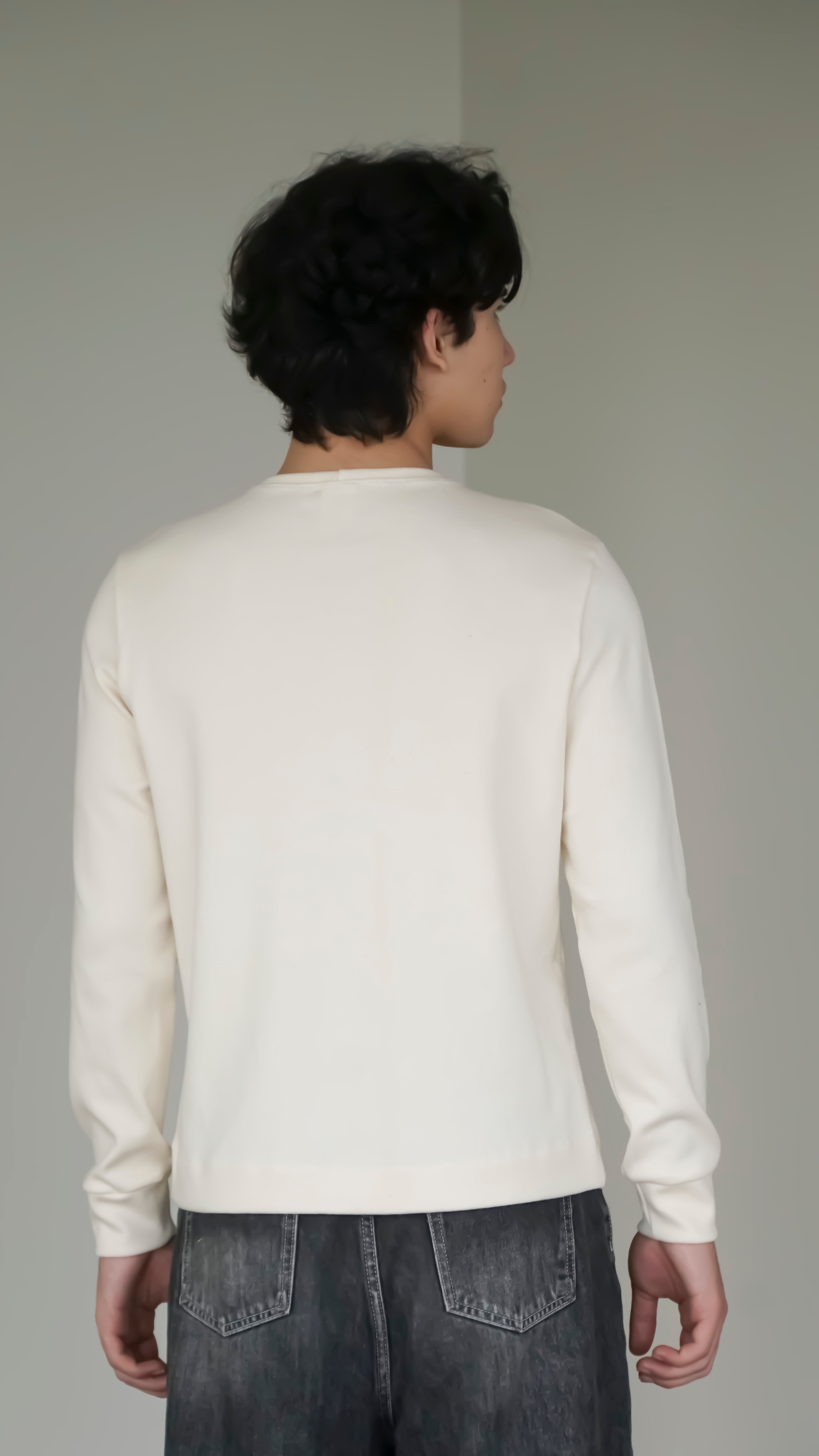 BIKINMOR BM-LS-001 Slim Fit Long Sleeve T-Shirt in cream, size M