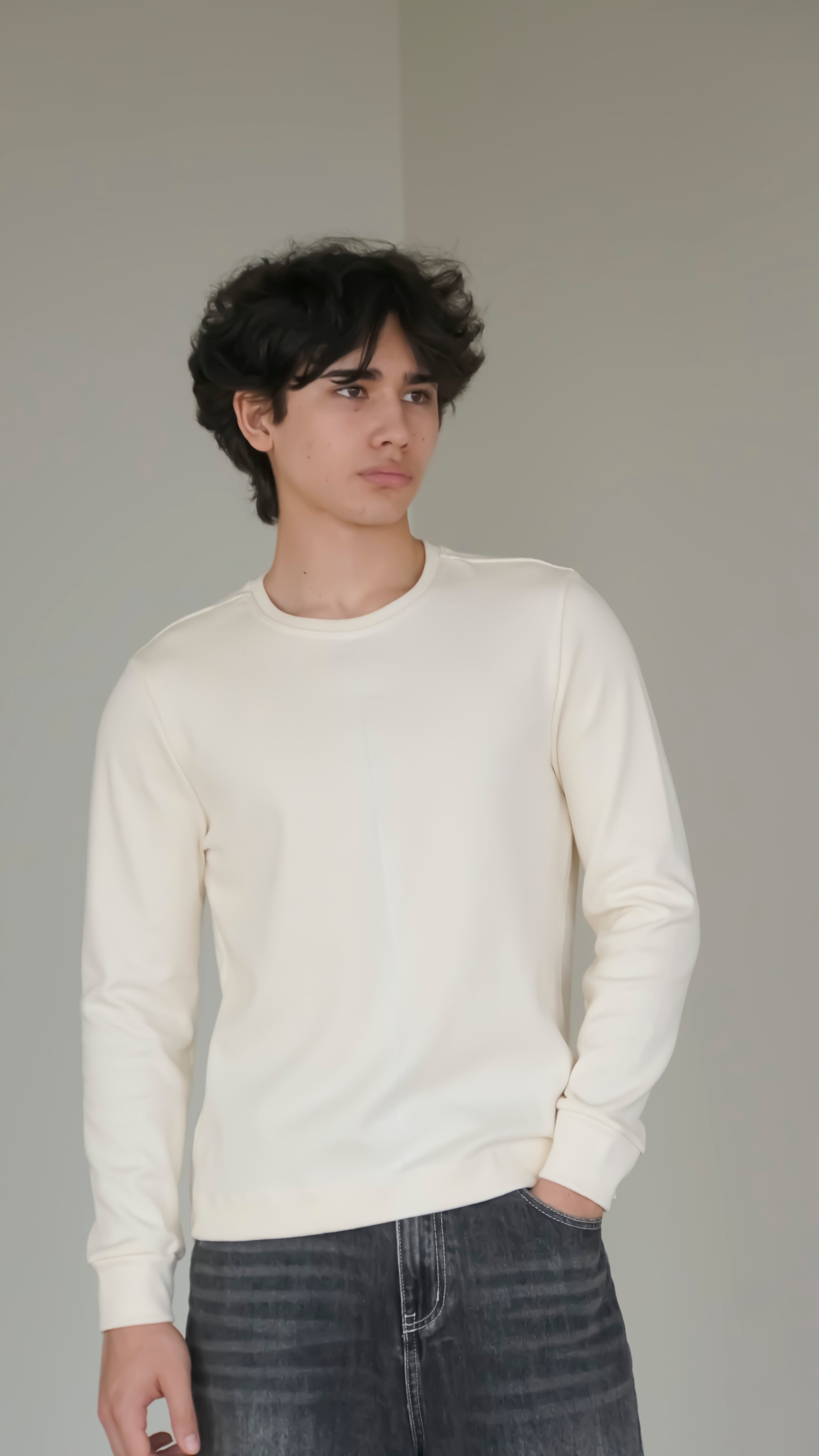 BIKINMOR BM-LS-001 Slim Fit Long Sleeve T-Shirt in cream, size M