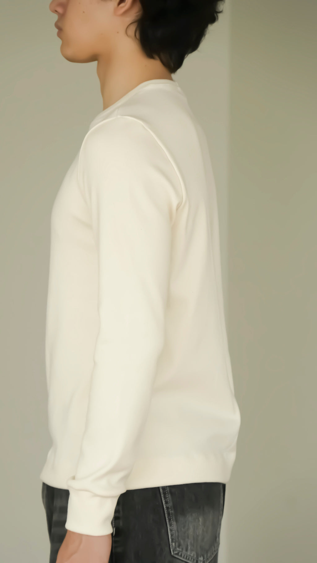 BIKINMOR BM-LS-001 Slim Fit Long Sleeve T-Shirt in cream, size S