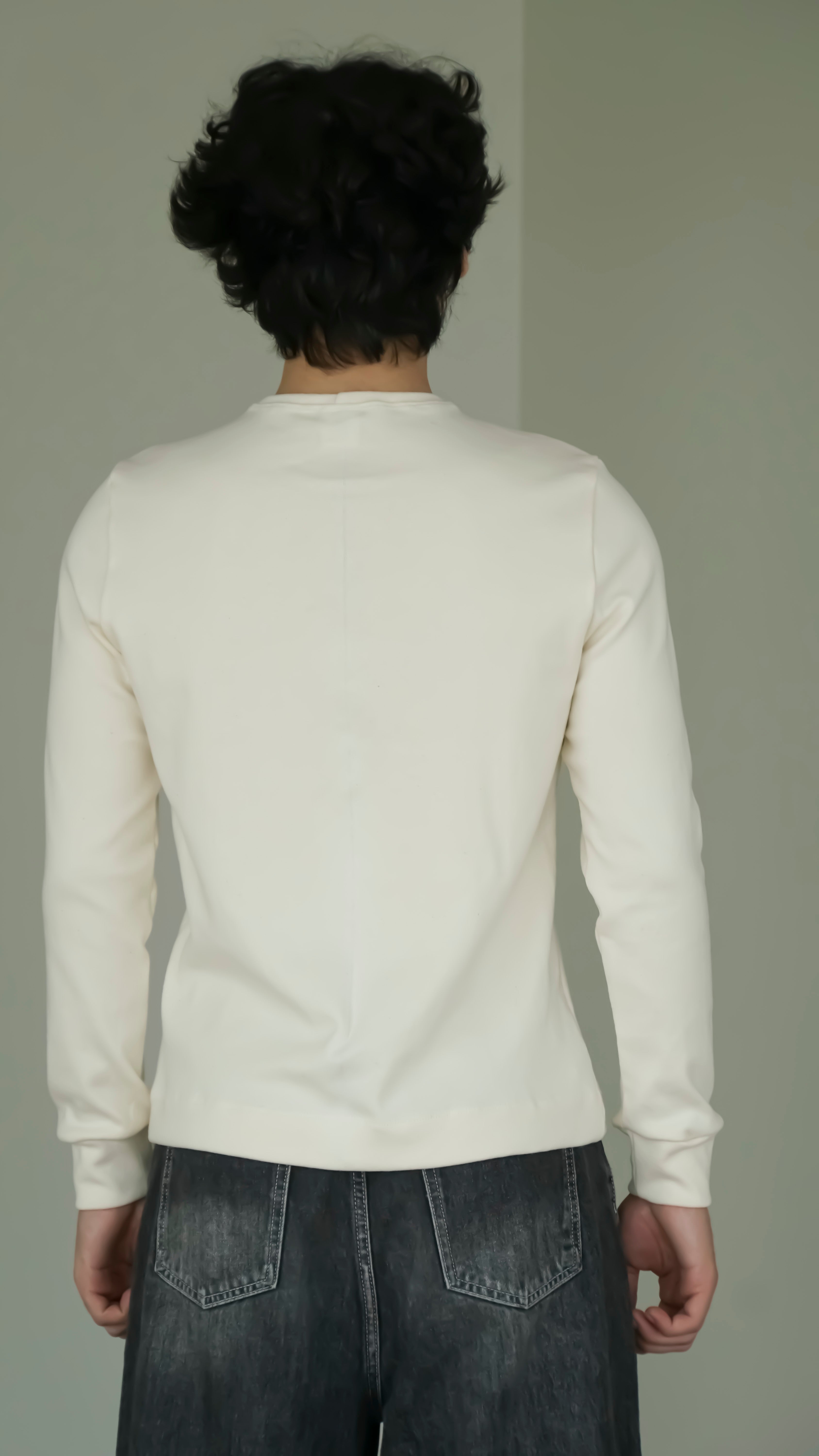 BIKINMOR BM-LS-001 Slim Fit Long Sleeve T-Shirt in cream, size S