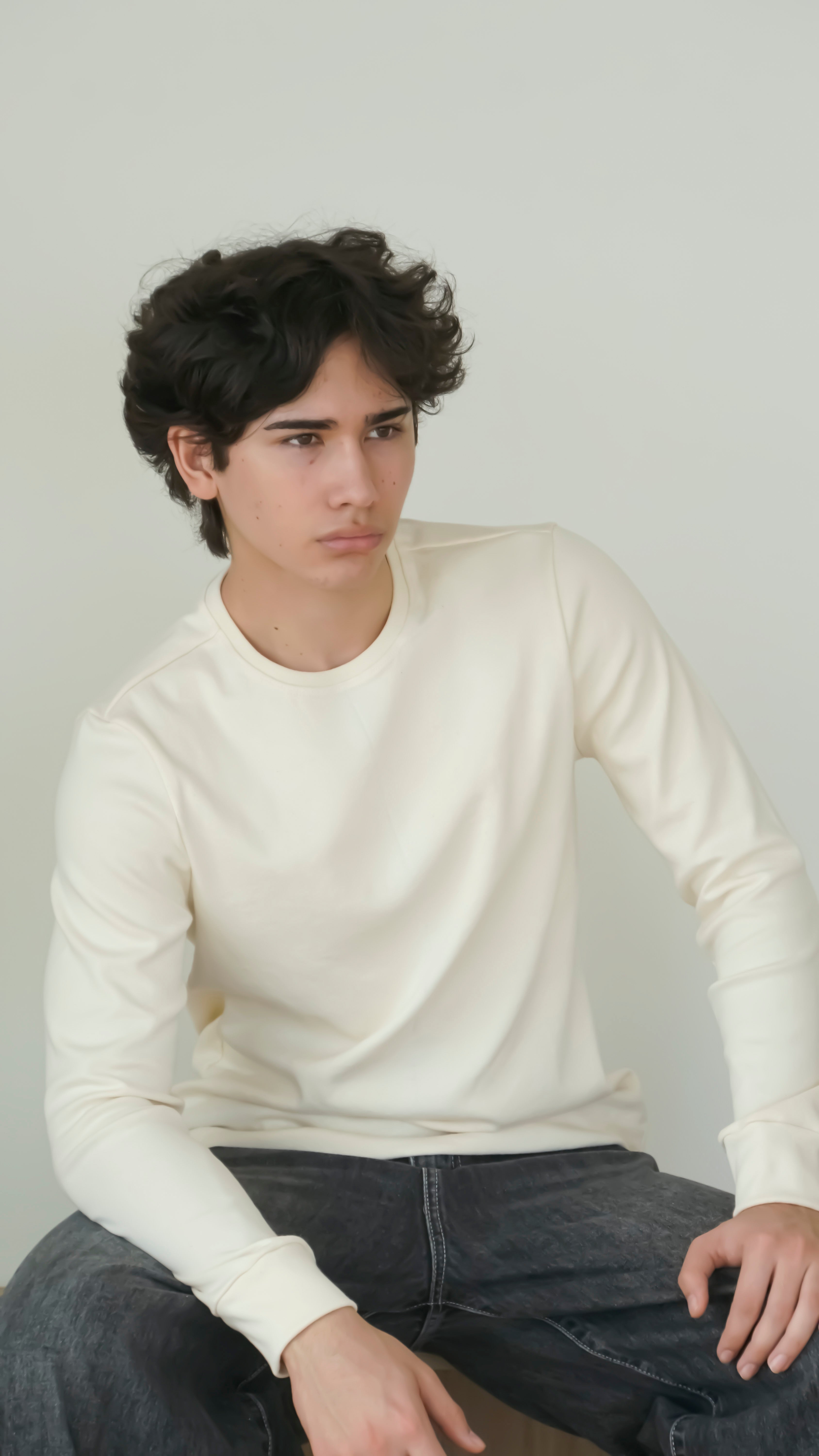 BIKINMOR BM-LS-001 Slim Fit Long Sleeve T-Shirt in cream, size S
