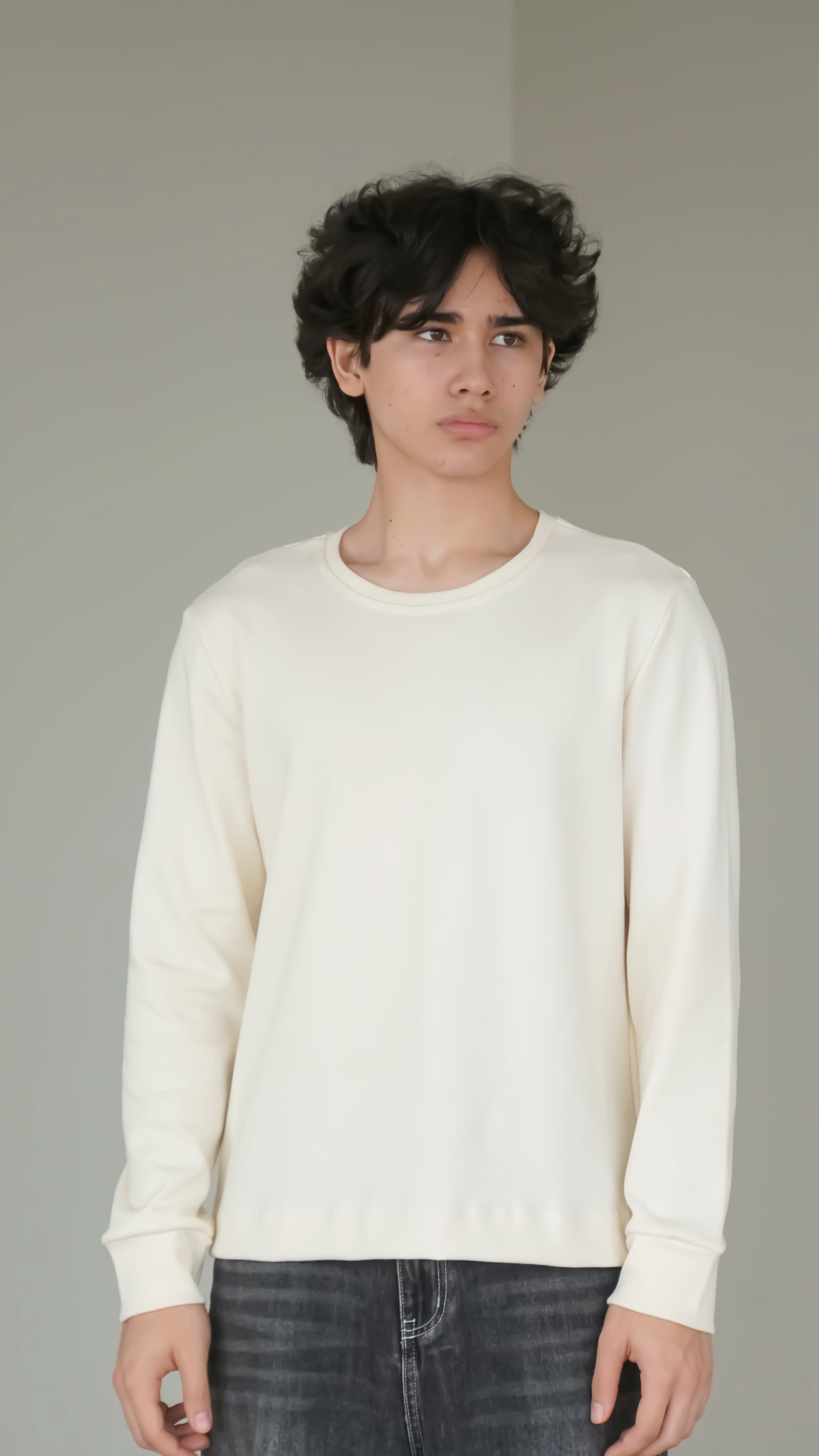 BIKINMOR BM-LS-001 Slim Fit Long Sleeve T-Shirt in cream, size XL