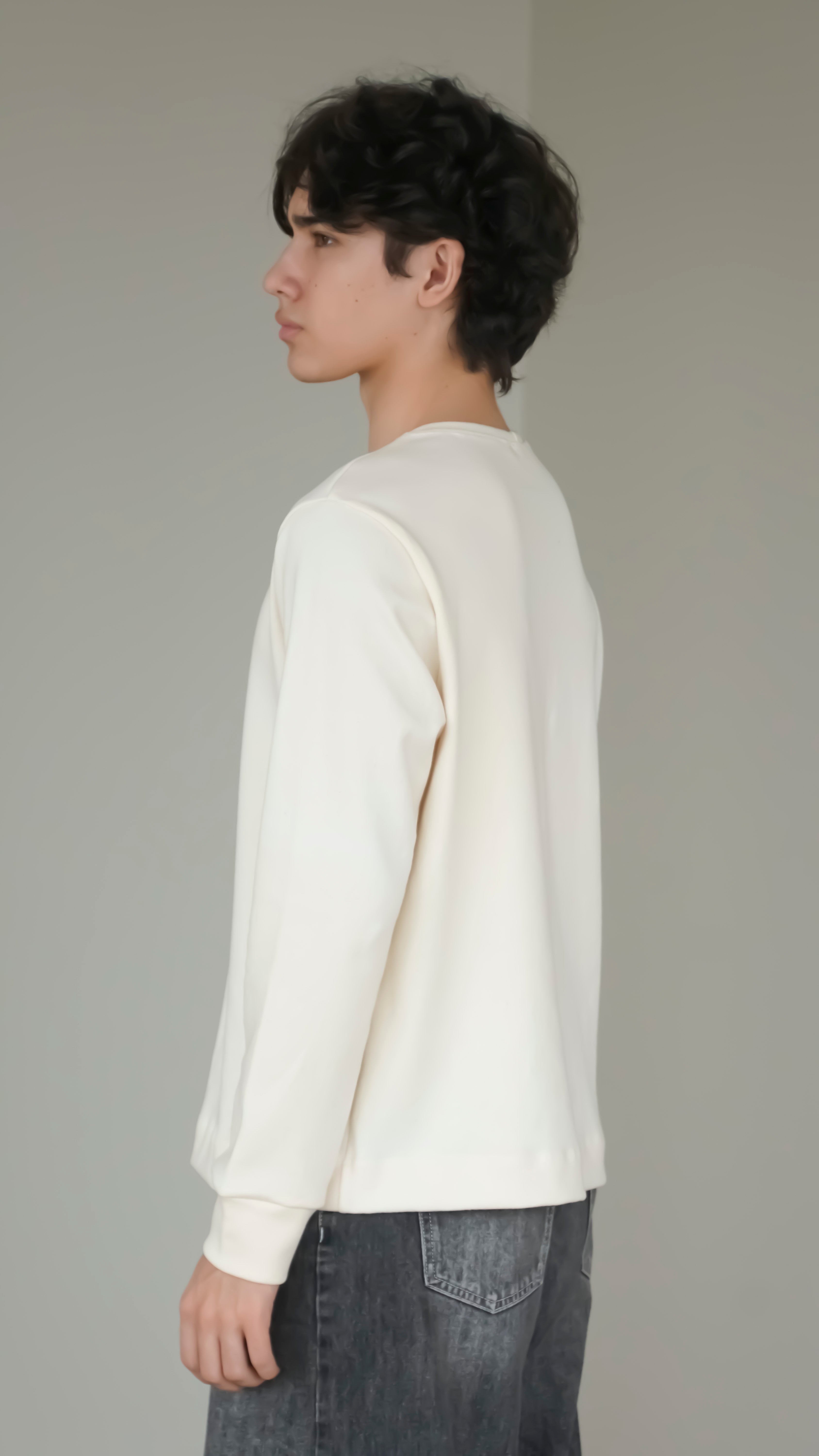 BIKINMOR BM-LS-001 Slim Fit Long Sleeve T-Shirt in cream, size XL