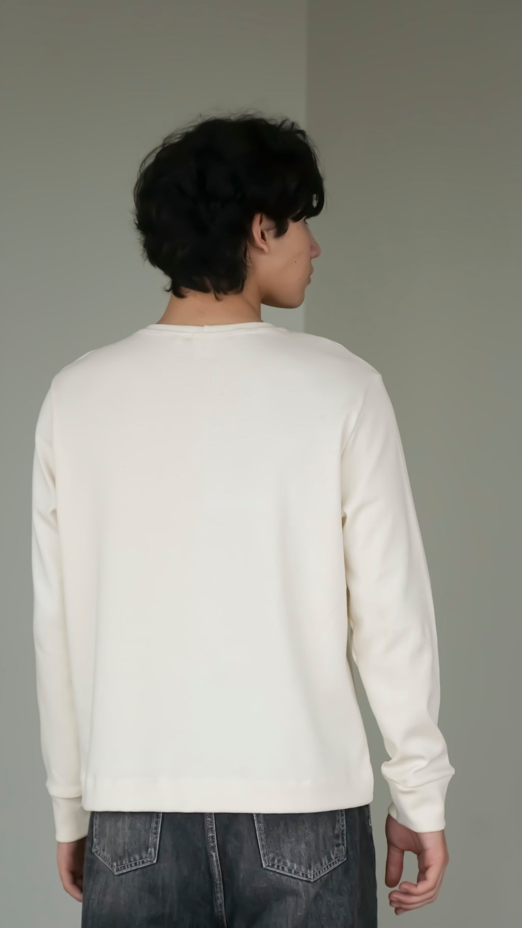 BIKINMOR BM-LS-001 Slim Fit Long Sleeve T-Shirt in cream, size XL