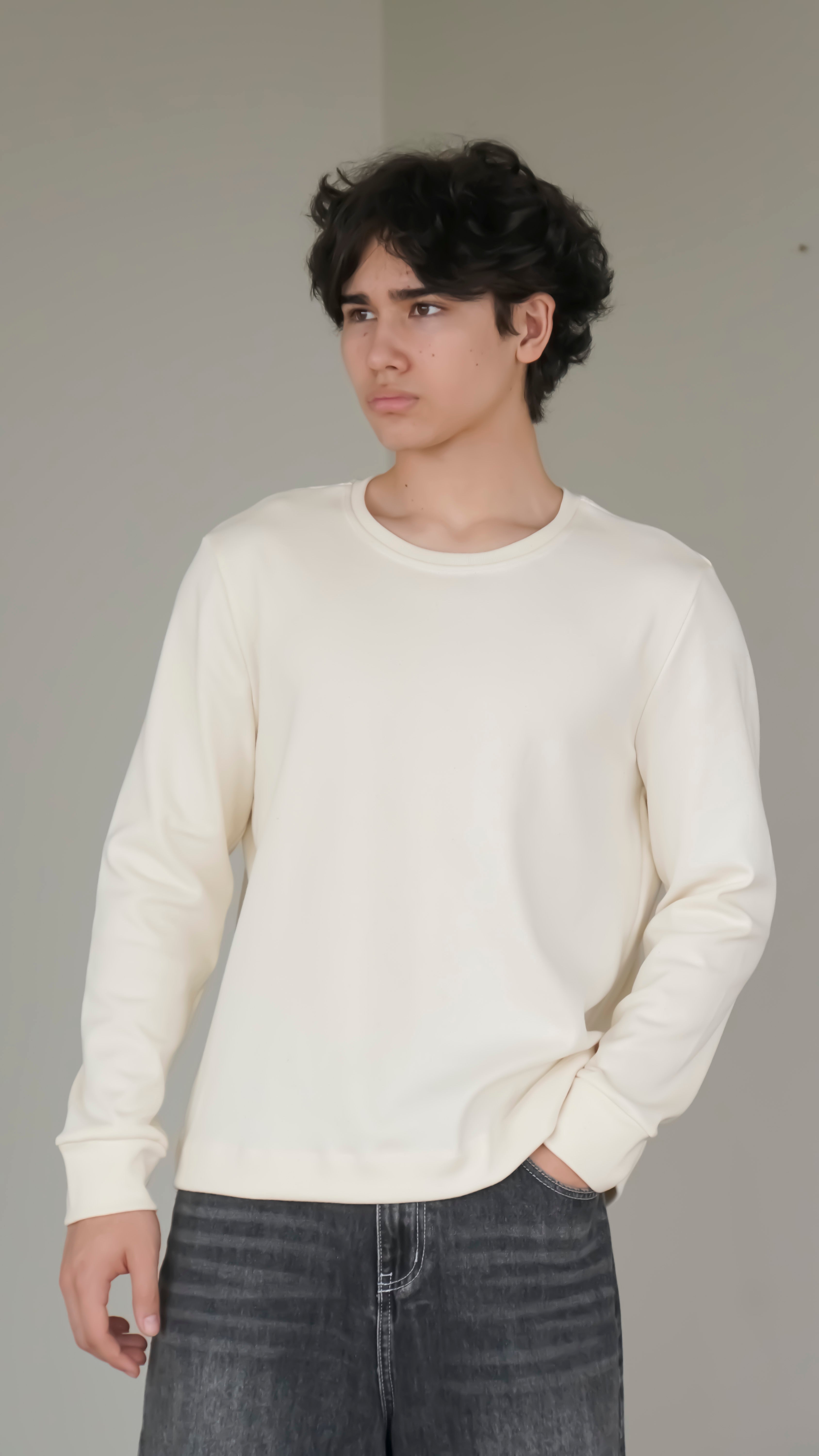 BIKINMOR BM-LS-001 Slim Fit Long Sleeve T-Shirt in cream, size XL