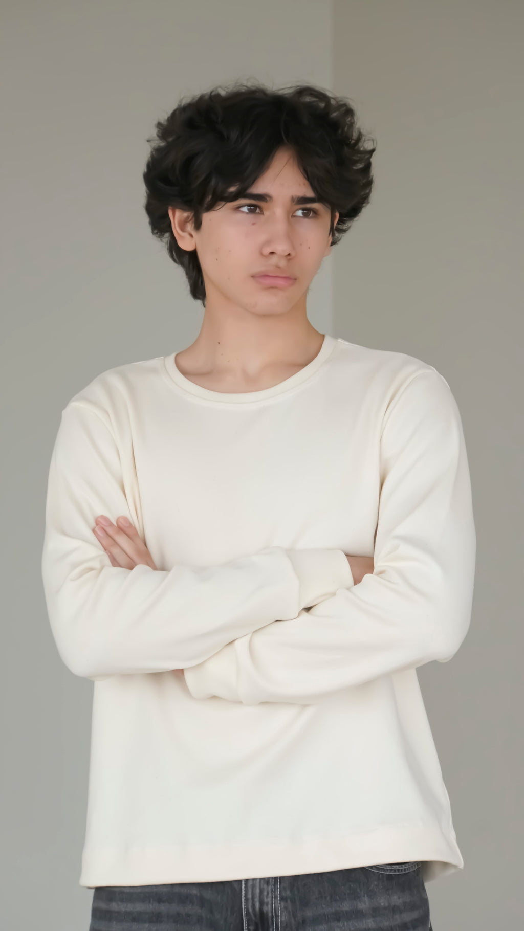 BIKINMOR BM-LS-001 Slim Fit Long Sleeve T-Shirt in cream, size XL