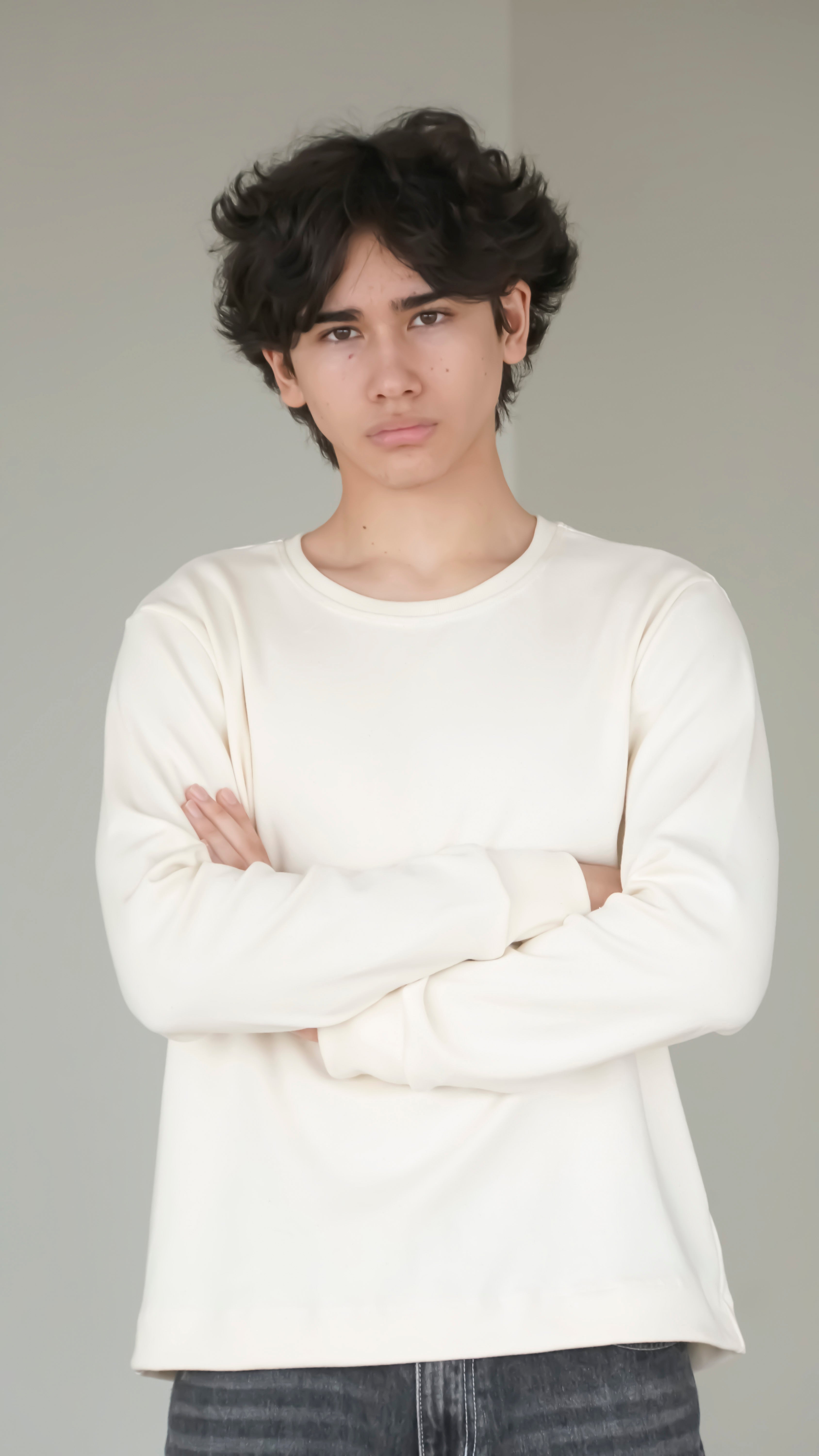 BIKINMOR BM-LS-001 Slim Fit Long Sleeve T-Shirt in cream, size XL