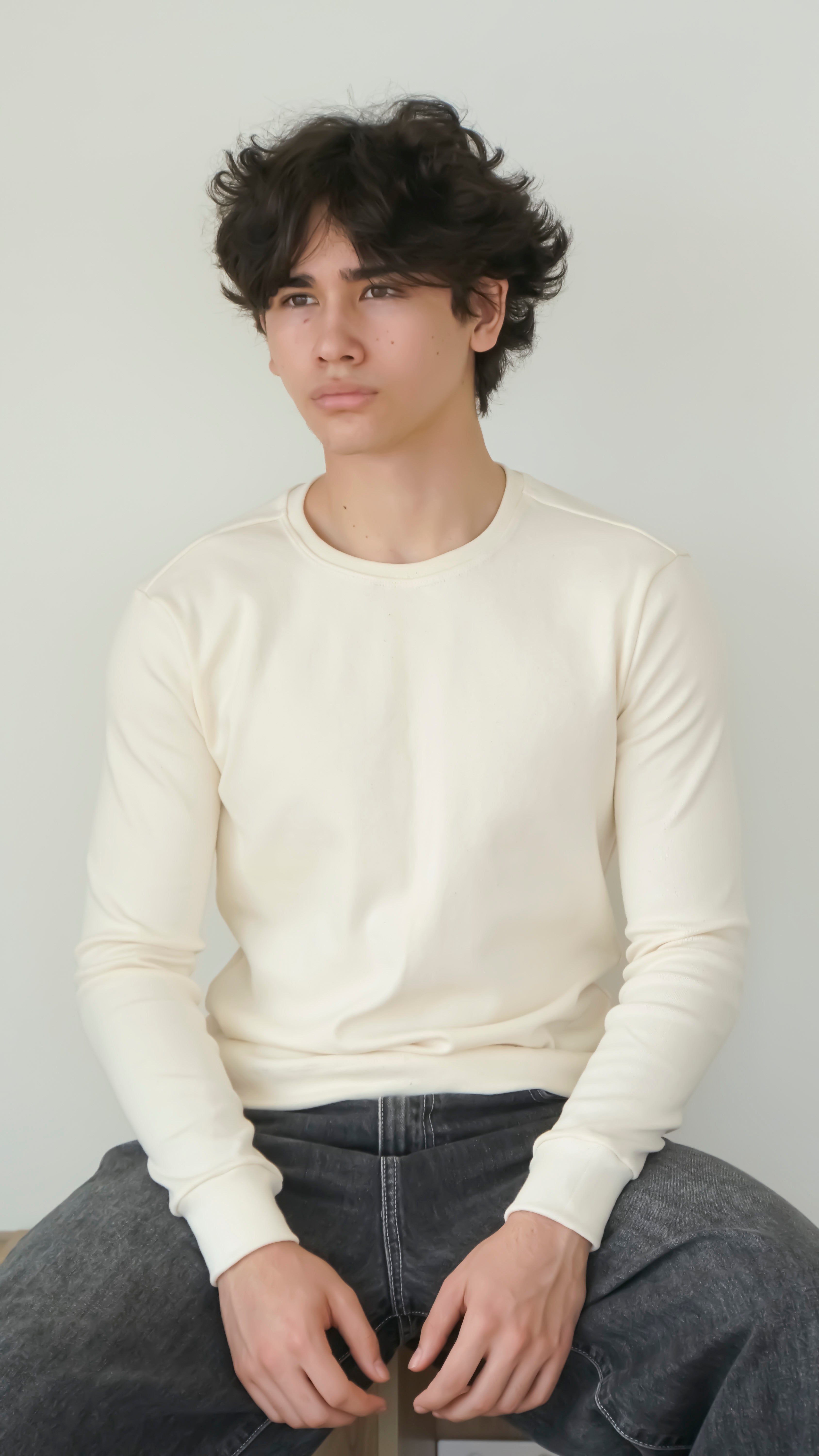 BIKINMOR BM-LS-001 Slim Fit Long Sleeve T-Shirt in cream, size XS