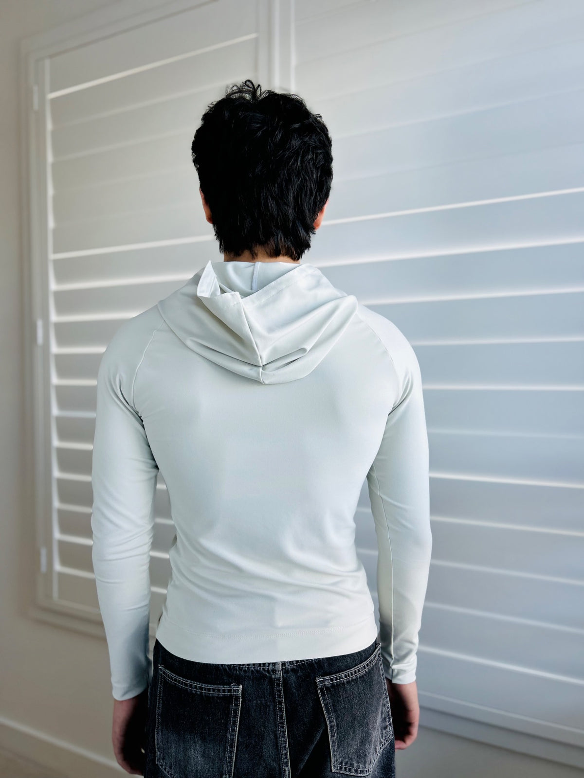BIKINMOR Raglan Long Sleeve Hoodie in Recycled Reactivate Ivory — back view