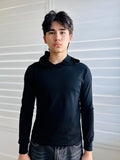 BIKINMOR Slim Fit Long Sleeve Hoodie in Santa Fe Black, size XS, front view
