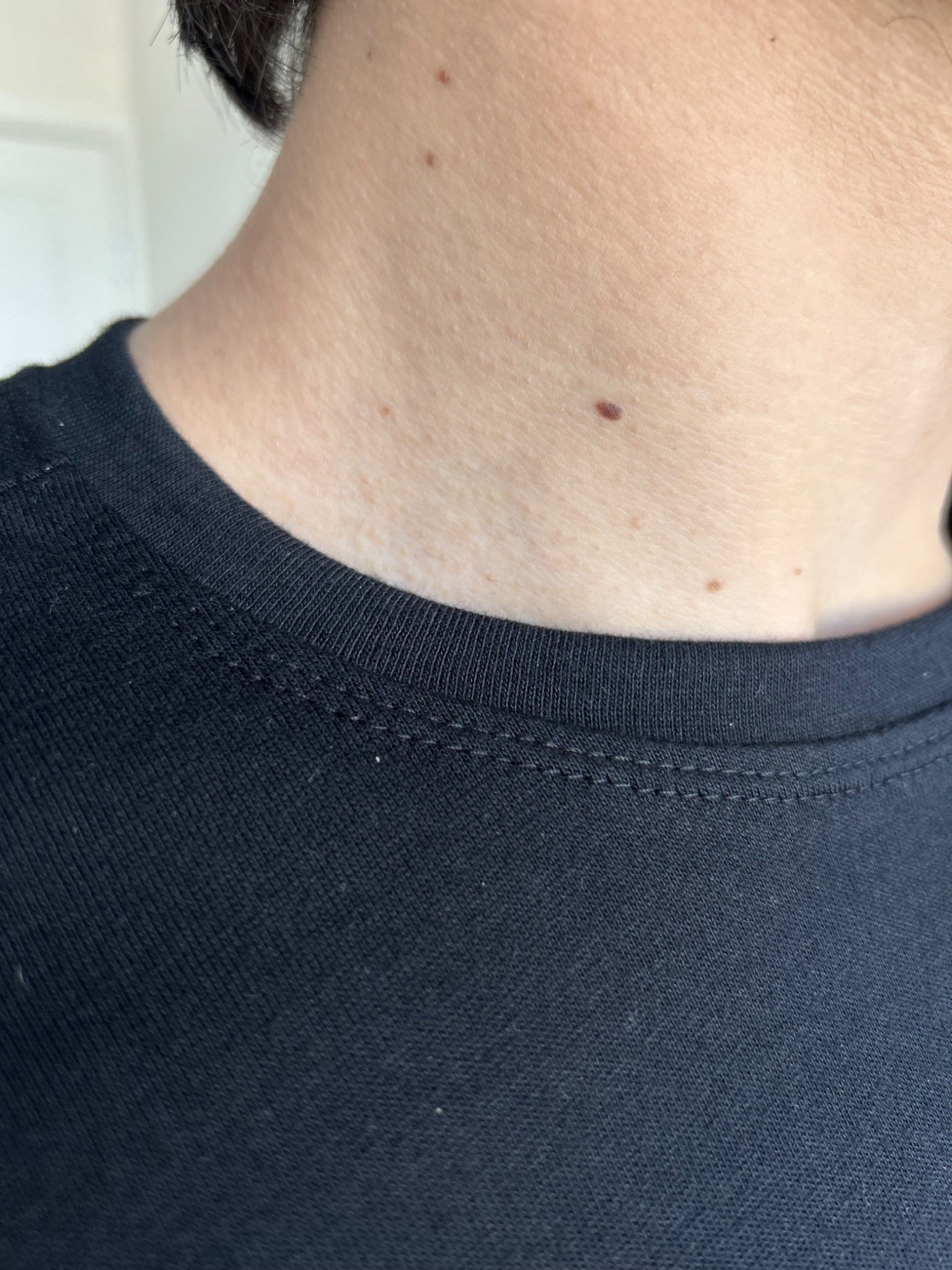 BIKINMOR Slim Fit Long Sleeve T-Shirt — Black, neckline detail